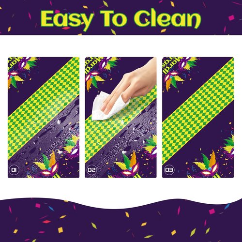 Childom Mardi Gras Decorations,3 Pack Disposable Plastic Tablecloths for Rectangle Table 54" x 108" Mardi Gras Tablecloths for Party Decor,Table Cloths for Birthday,Home,Dinner,Carnival,Party Supplies