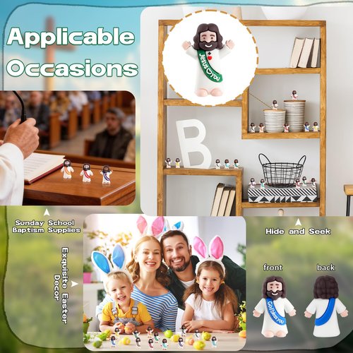 AMZFAVOR 40pcs Little Jesus Figures, Multicolor Mini Figurines in Bulk, Tiny Baby Jesus Rubber Toys to Hide and Seek for Valentine's Day Gifts, Easter Egg Hunts, Sunday School Supplies, Kids & Adults