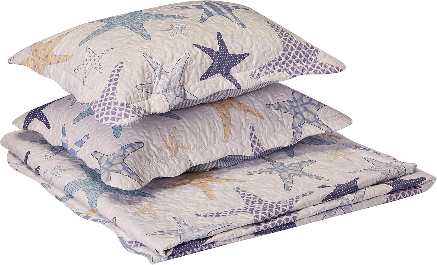 North End Decor Starfish Reef Coastal Beach Quilt Set, Twin 2-Piece