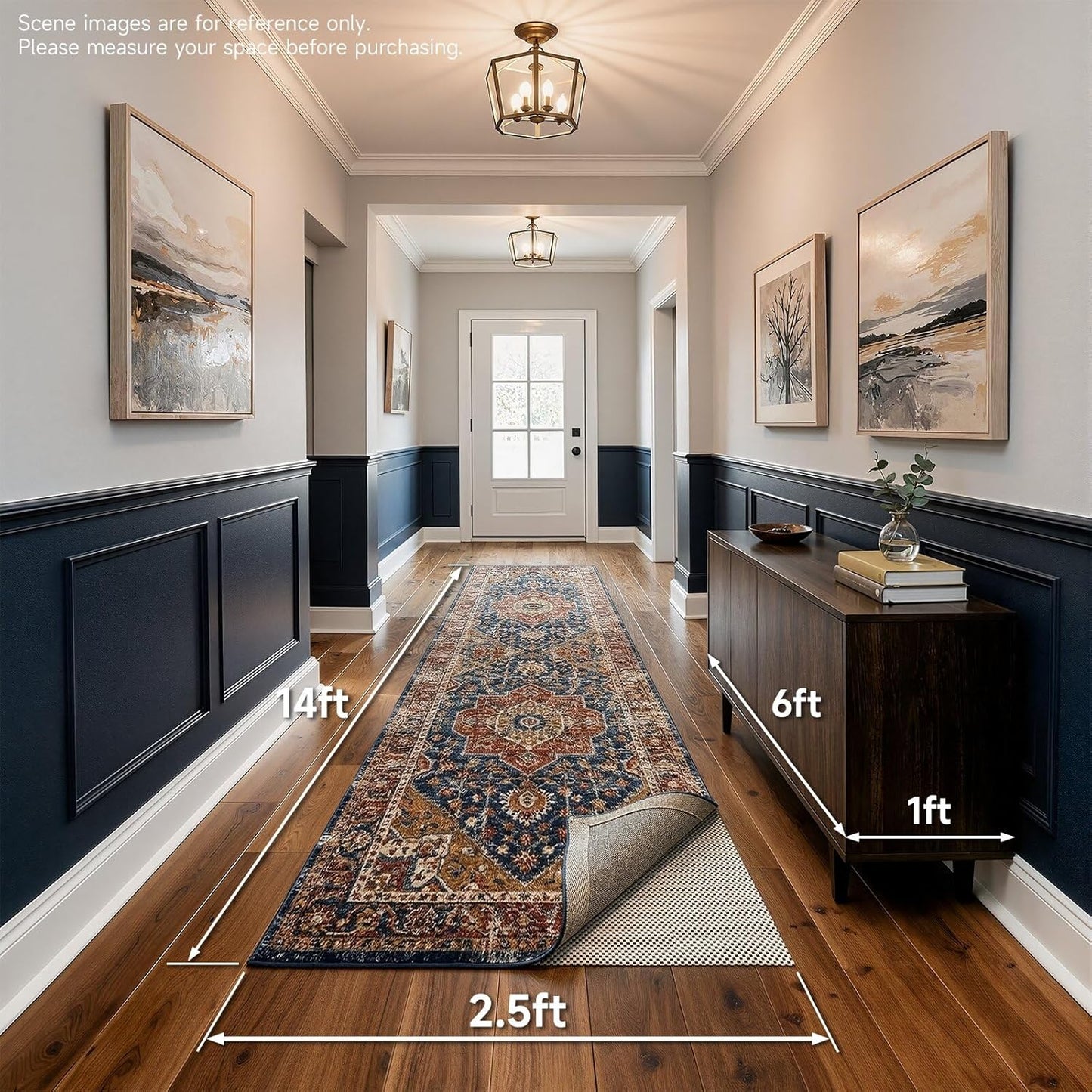 Veken Rug Pad Gripper - Non-Slip Thick Mat for Hardwood & Tile Floors | 2.5x14 Ft Size