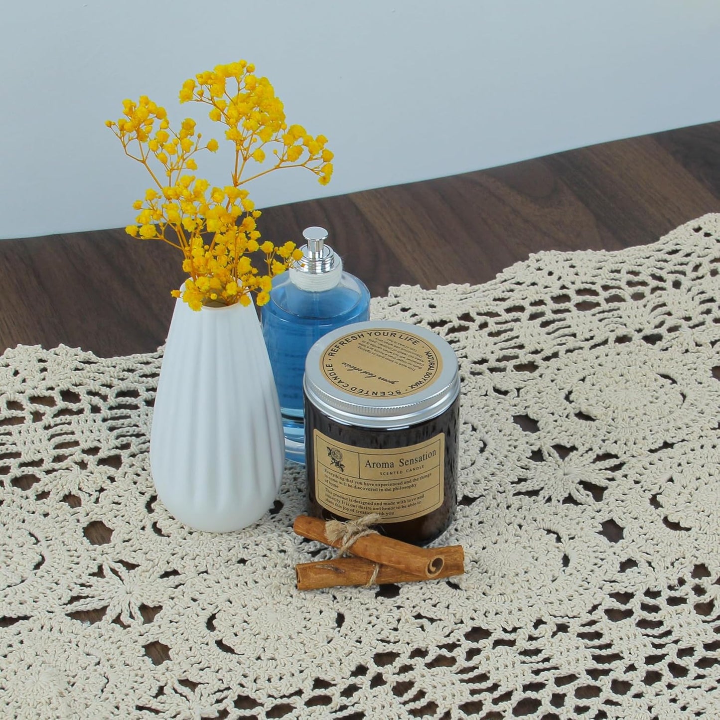 Handmade Crochet Cotton Lace Table Runner - 15 x 43 Inch Elegant Tablecloth