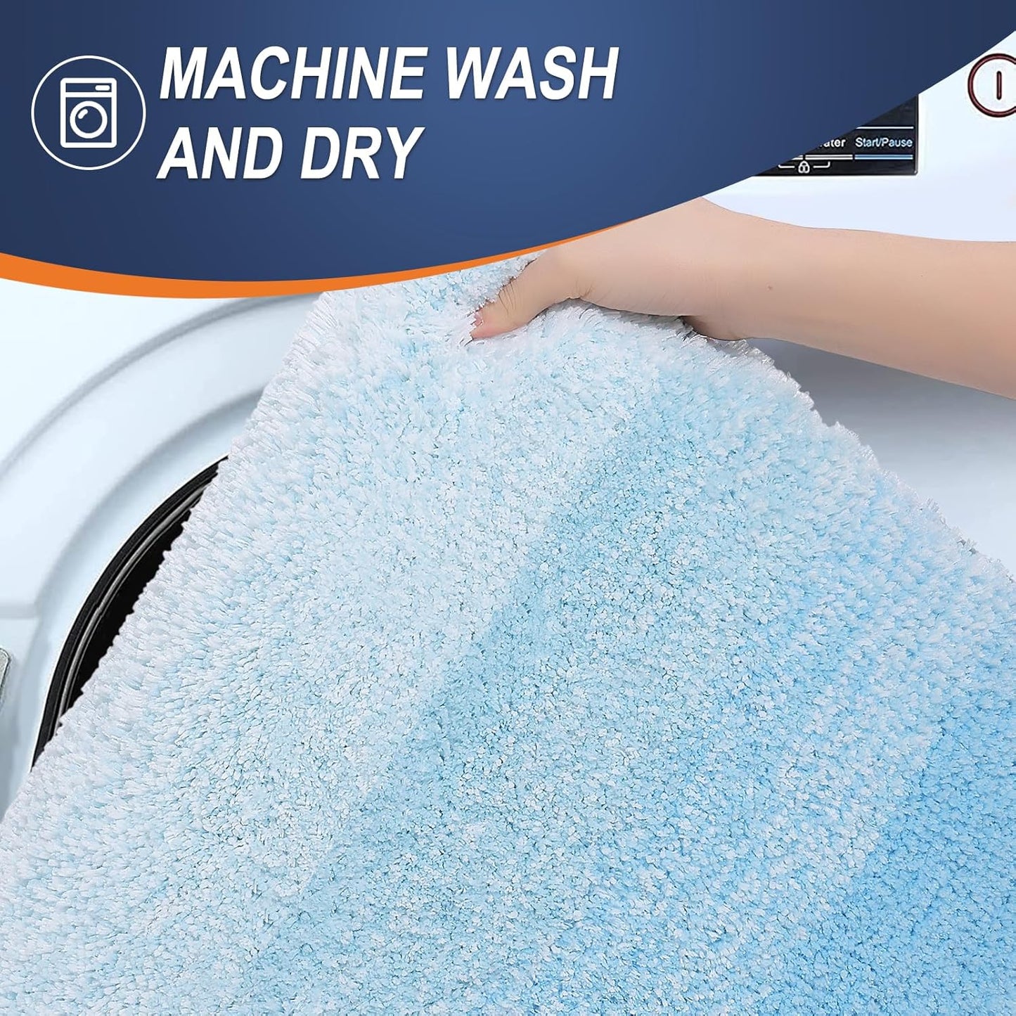 OLANLY Bathroom Runner Rug - Extra Soft Microfiber Mat | Quick Dry, Washable, 44x24, Sky Blue