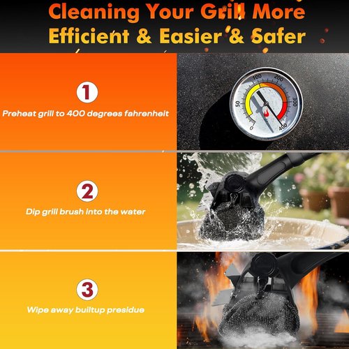 BBQ Grill Brush - Bristle-Free Cleaner with Replaceable Heads for Cast Iron & Stainless Steel Grates