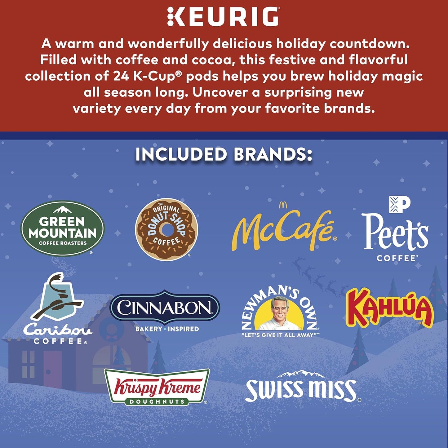 Keurig Advent Calendar - Variety Pack of 24 Single Serve K-Cup Pods for Holiday Enjoyment