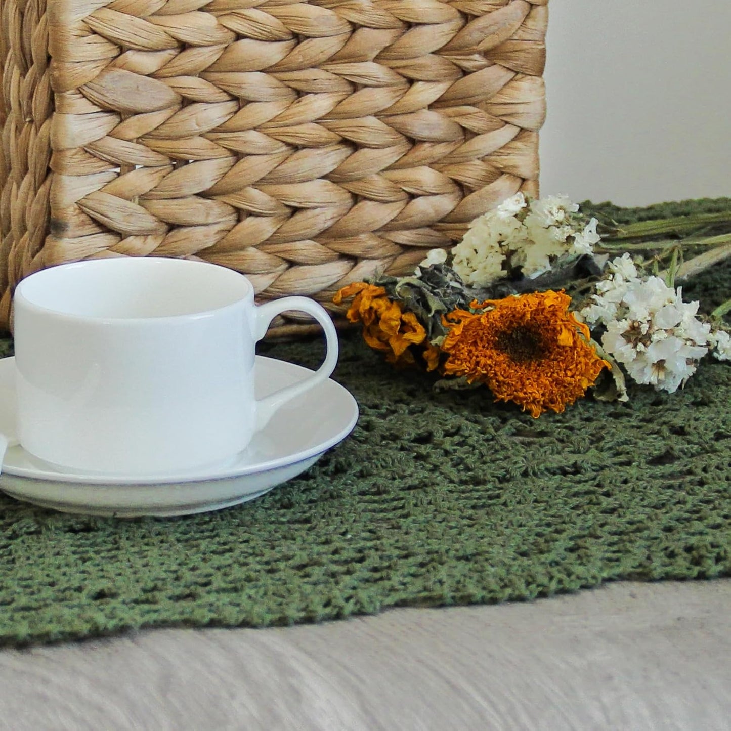 Handmade Crochet Lace Table Runner 15x51 Inch - Elegant White Décor