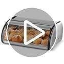 ENLOY Silver Stainless Steel Bread Box with Roll-Top Lid - Large Capacity Kitchen Organizer