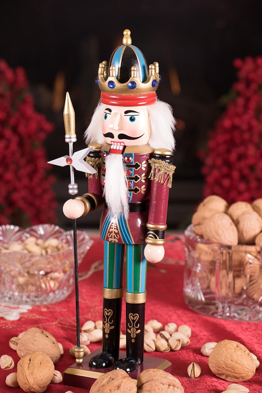 Red Prince 12-Inch Wooden Nutcracker - Festive Christmas Décor for Shelves & Tables