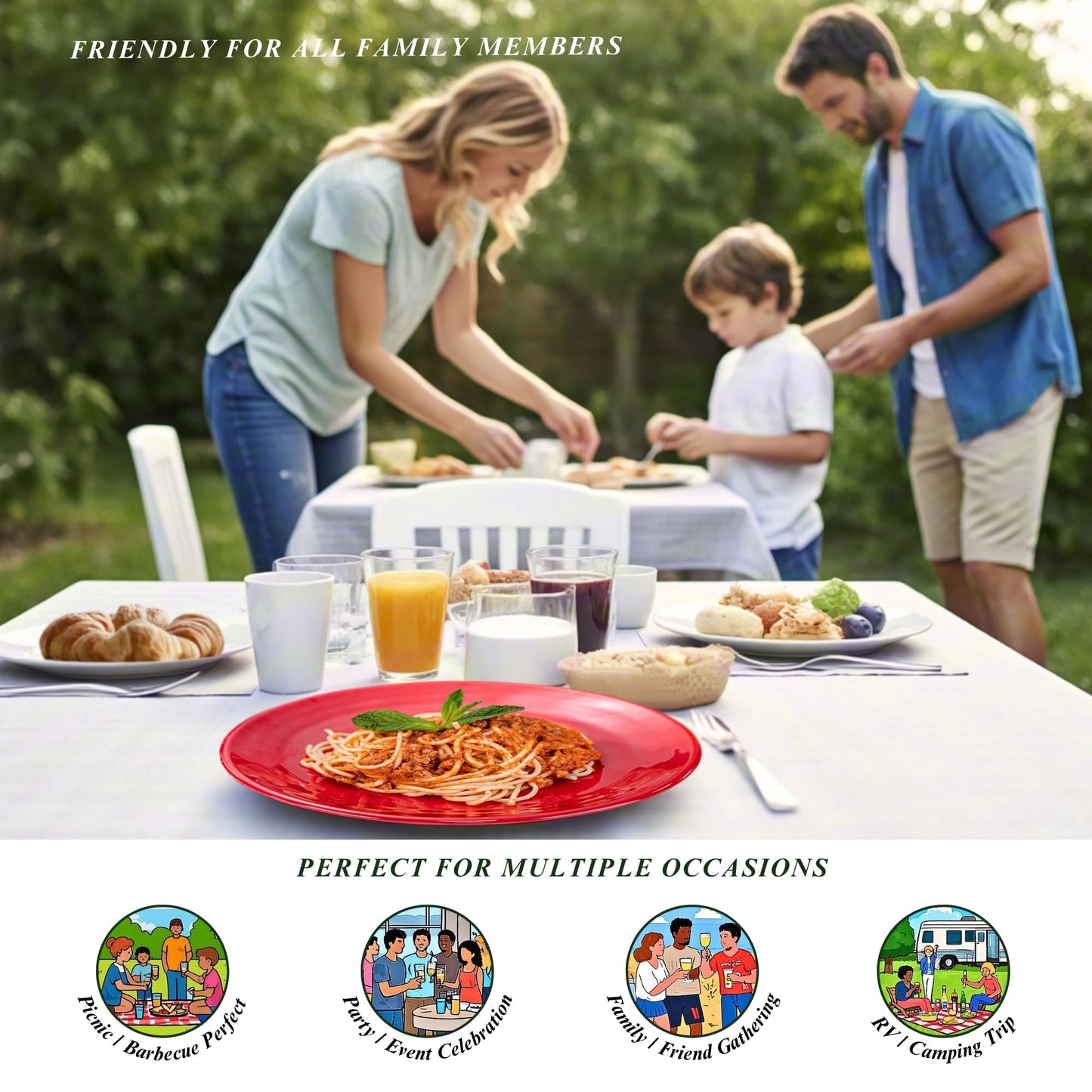 MIYOPESI 11-Inch Melamine Plates (Set of 6) - Unbreakable and Reusable Plastic Dinnerware with Ceramic Feel, Stackable and Dishwasher-Safe - Versatile for All Meals (Multicolor)