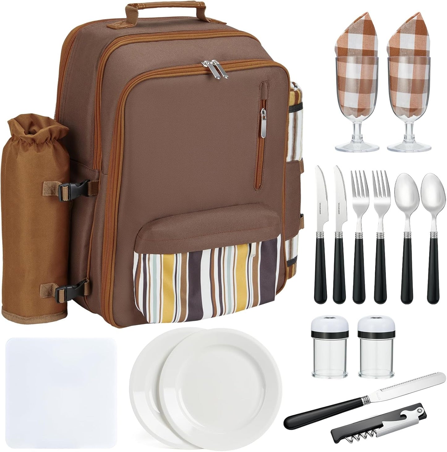 Couple Gifts 22L Picnic Basket Set, Grey Insulated Picnic Backpack for 2, Leak Proof Cooler Camping Gifts, Cool Bridal Shower Gifts Anniversary Engagement Wedding Gifts for Couples, Mr and Mrs Gifts