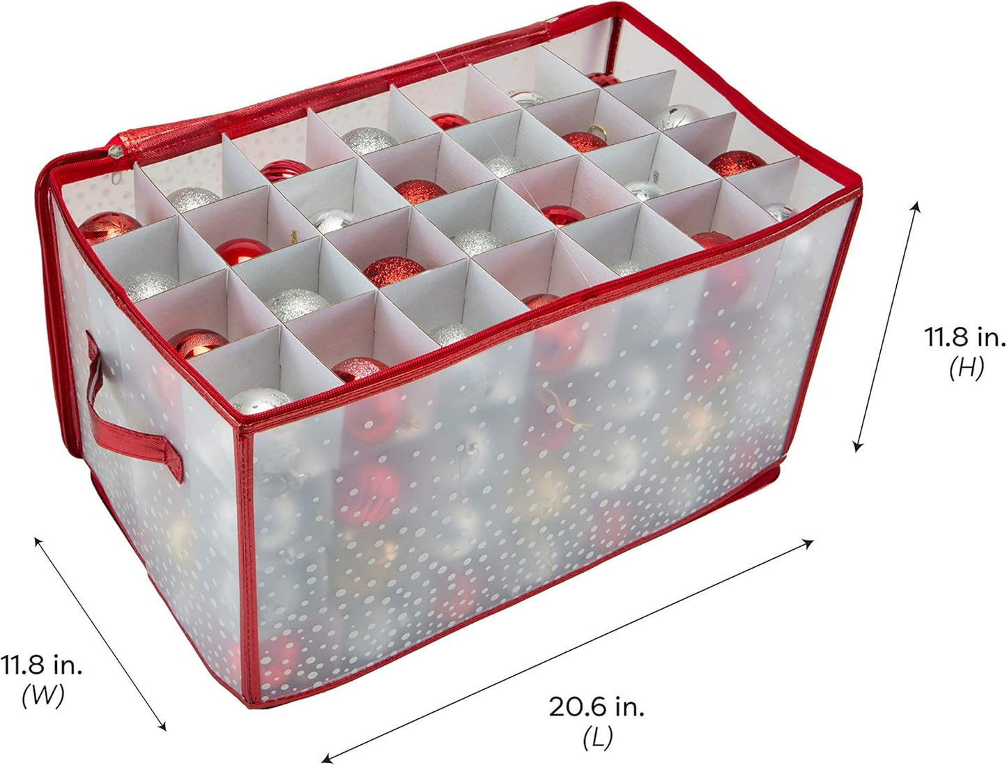 Ornament Storage Organizer for 112 Ornaments | Zipper Closure | Space-Saving Red Design