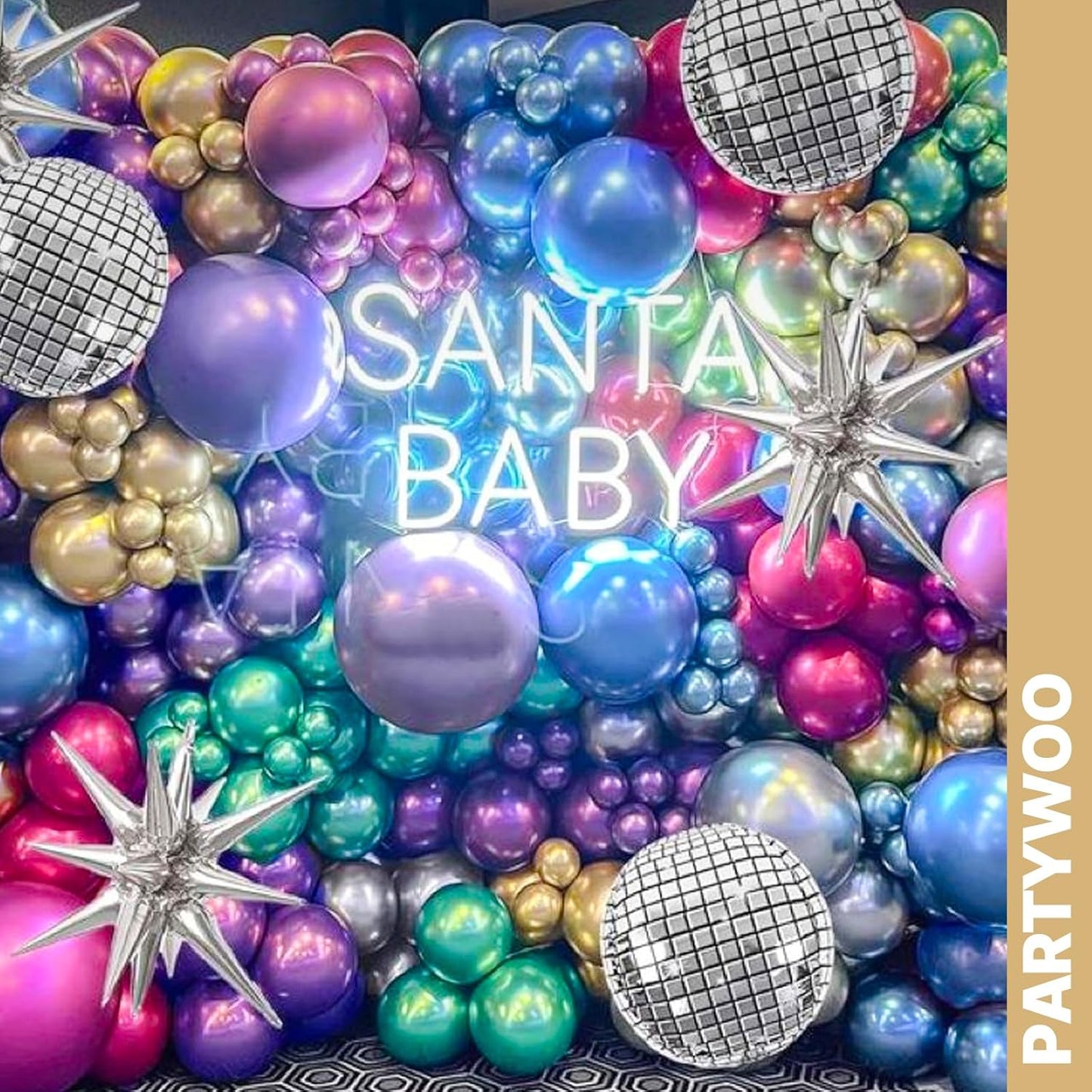 PartyWoo Metallic Balloons - 65pcs 12-Inch Latex Balloons in Blue, Silver, Gold, Pink & More for Celebrations