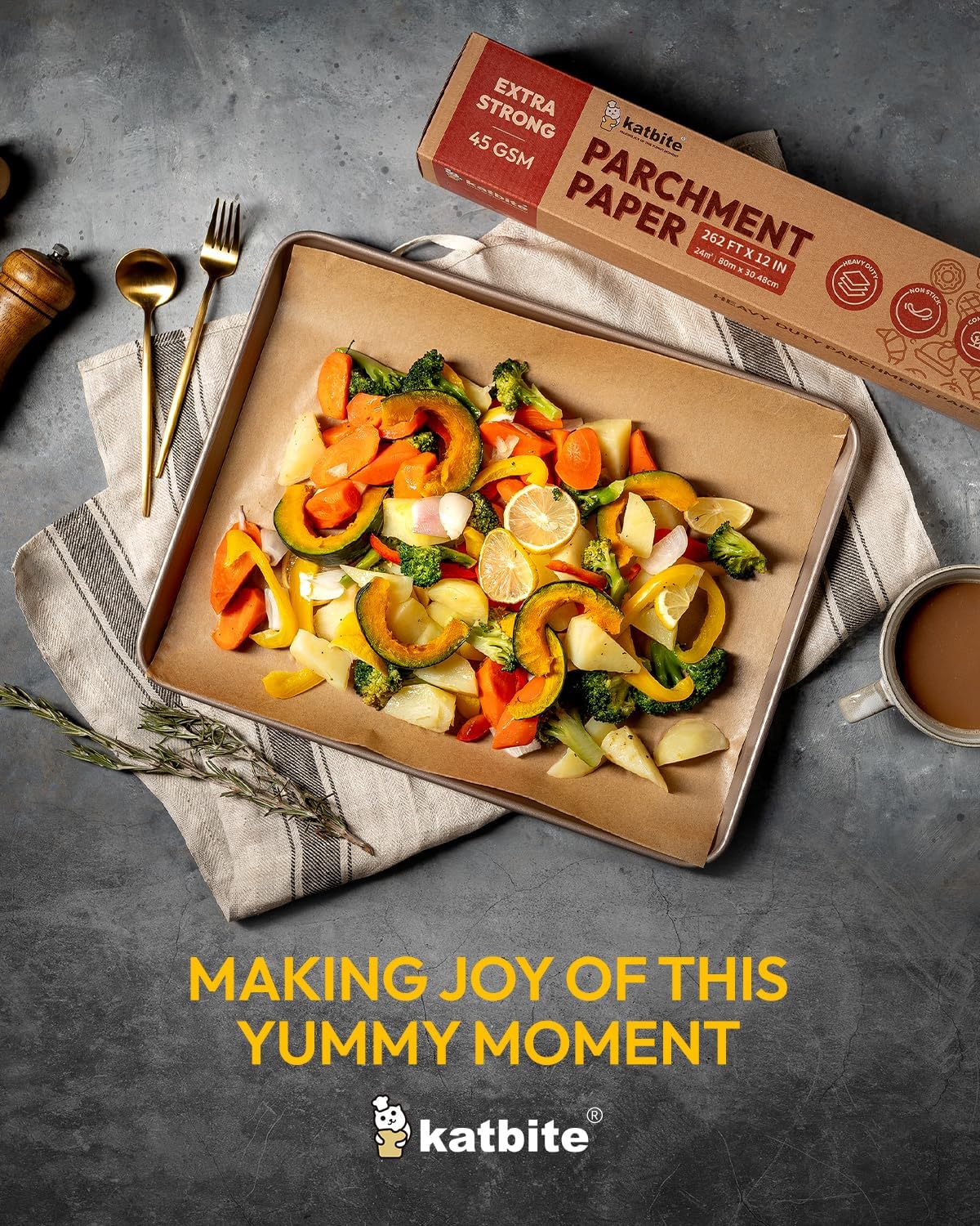 Skiennix Unbleached Parchment Paper Roll - Heavy Duty Non-Stick Baking Paper, 12in x 262ft