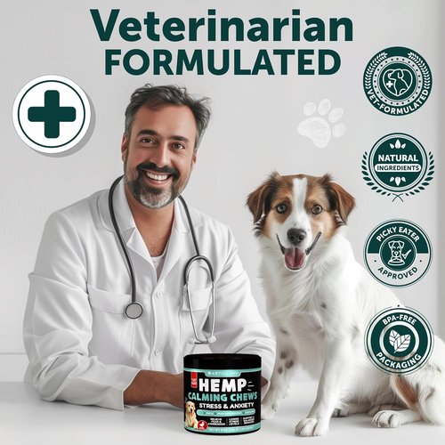 Hemp Calming Chews for Dogs - Natural Anxiety Relief Treats with Hemp Oil & Turmeric - 120 Count