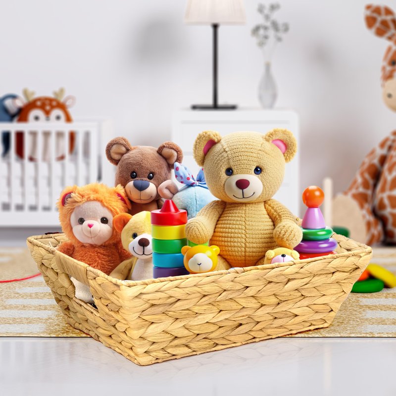 M4DECOR Set of 3 Snack Baskets, Wicker Snack Basket Organizer for Office, Small Wicker Baskets with Handles, (3 Medium Basket)
