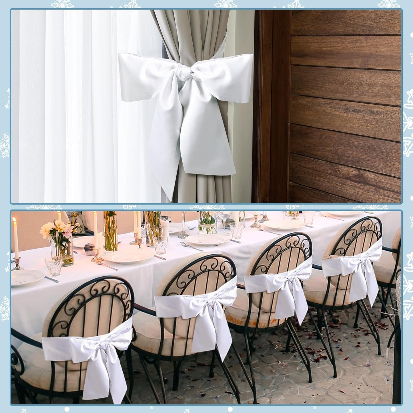 VitalCozy 8 Pcs Wreath Sash - Blank Embroidery Accessories for Indoor/Outdoor Decor | 4.49" X 56.30", White