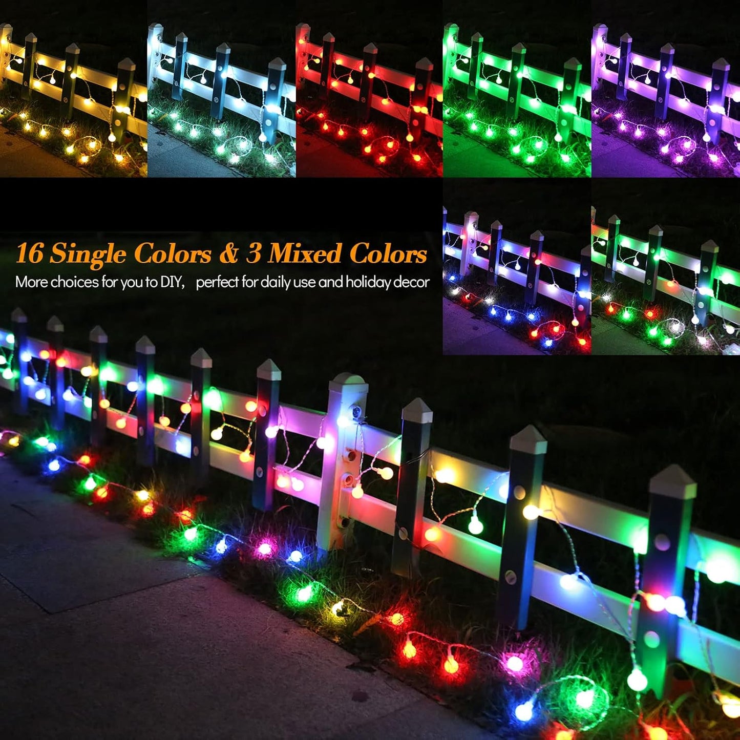 ALOVECO 18ft LED String Lights - 50 Waterproof Globe Fairy Lights with Remote & 8 Modes for Indoor/Outdoor Decor