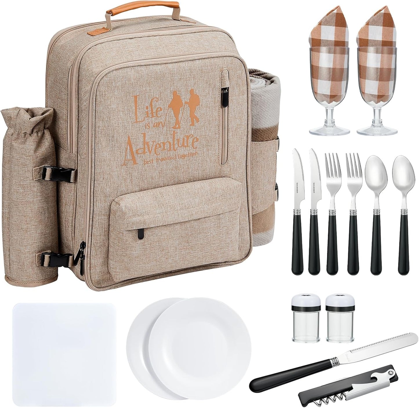 Couple Gifts 22L Picnic Basket Set, Grey Insulated Picnic Backpack for 2, Leak Proof Cooler Camping Gifts, Cool Bridal Shower Gifts Anniversary Engagement Wedding Gifts for Couples, Mr and Mrs Gifts