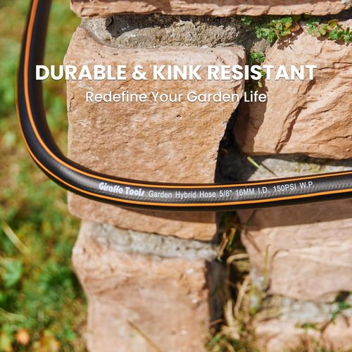 Giraffe Tools Garden Hose - 100ft Heavy Duty Flexible Hybrid Hose with Swivel Handle | Lightweight Design