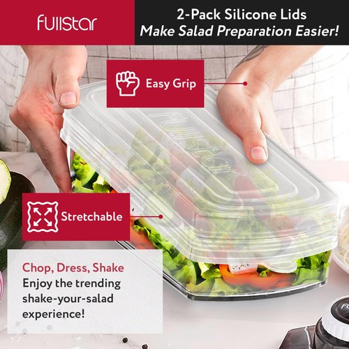 fullstar Silicone Stretch Lids for Fullstar Choppers & Mandoline Slicers – Reusable Food Covers for Storage – Flexible & Durable - Pack of 2