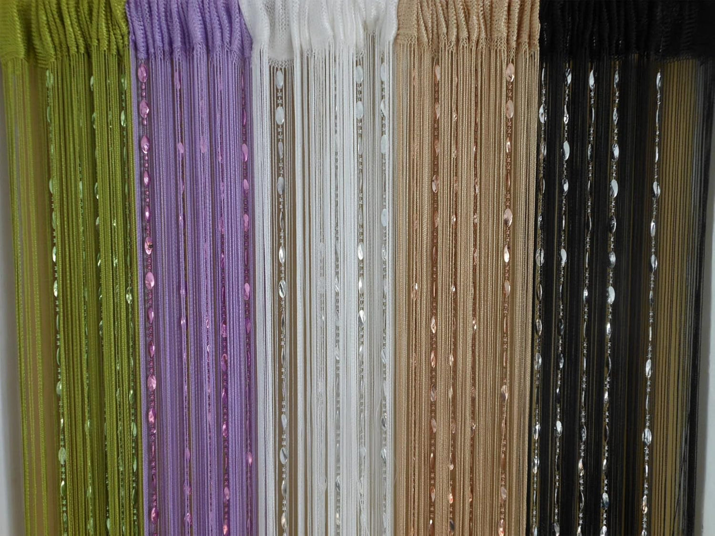 Button Beaded Door Curtain - Champagne Tassel Room Divider (39.3" x 78.5")