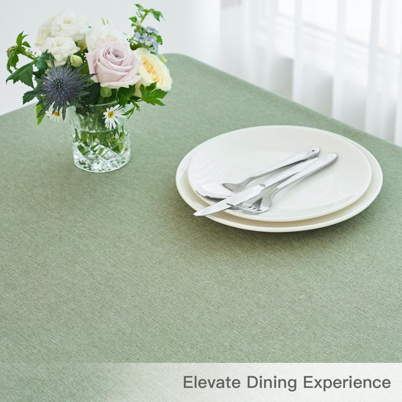 maxmill Rectangle Linen Textured Tablecloth Waterproof Spillproof Wrinkle Free Washable Fabric Table Cloth Kitchen Dining Tabletop Decoration Table Cover for Holiday Party, 52 x 70 Inch, Sage Green