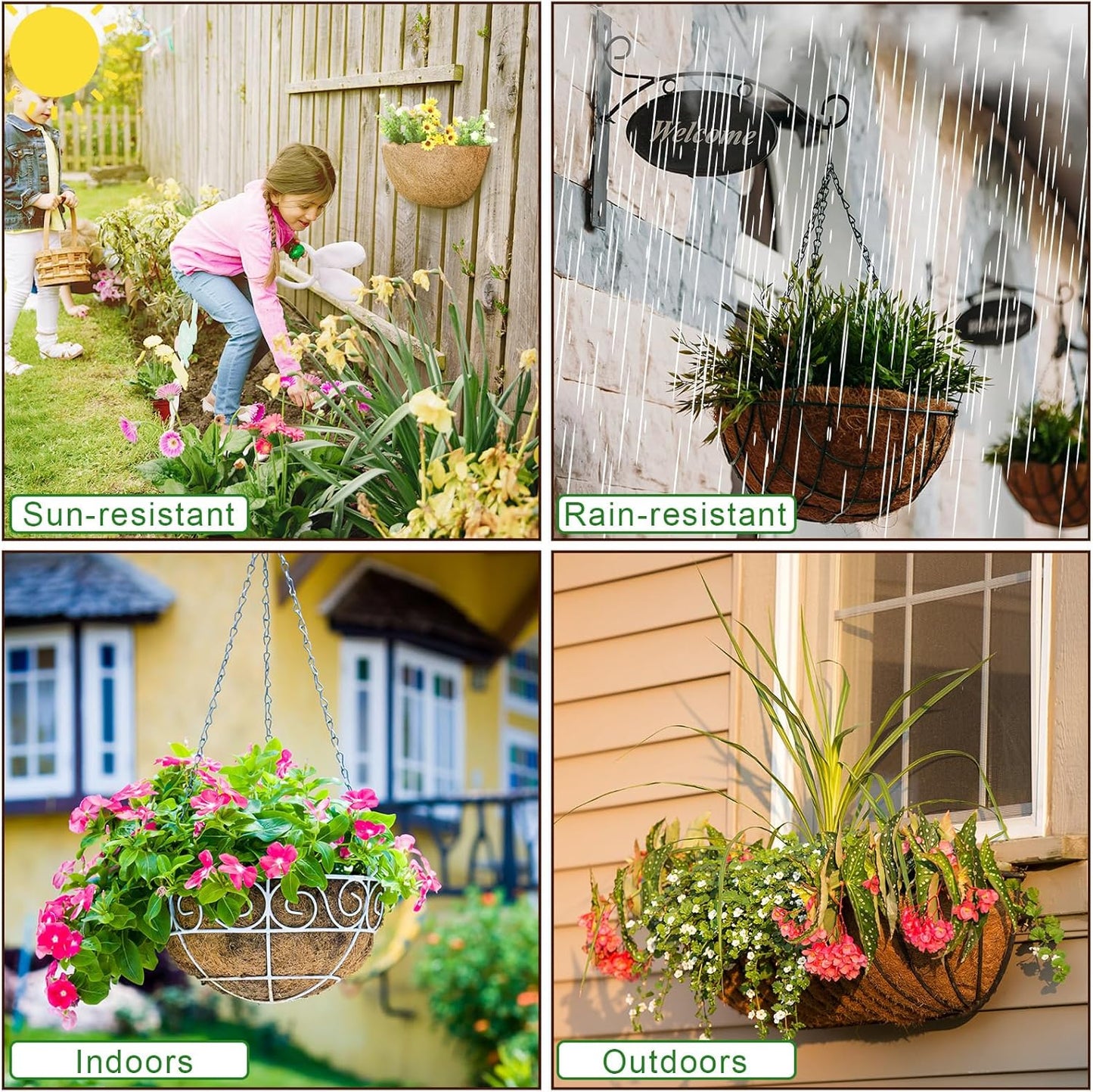 Skiennix 12-Inch Half Round Coco Liner - Durable Coconut Fiber Replacement for Hanging Baskets