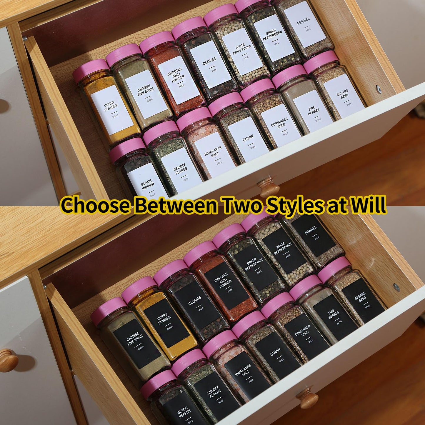24 Glass Spice Jars with Label-4oz Spice Containers with Lids and Shaker Lids,3 Sets of Spice Labels 1 Collapsible Funnel 2 Erasable Markers (24)