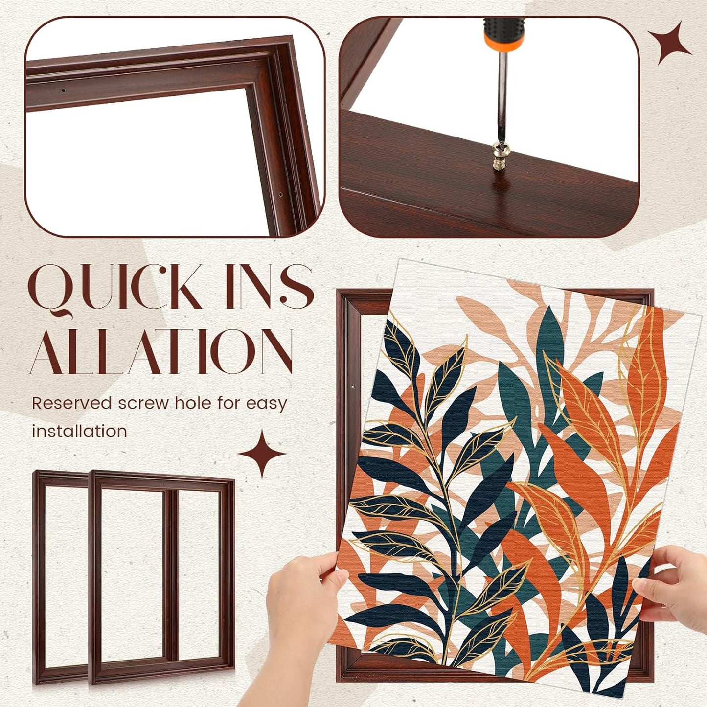 Soaoo 4 Pcs Canvas Floater Frames Floating Canvas Frame 0. 9" Deep Artwork for Paintings with Hardware Kit Included for Wall Prints Painting, Assemble Required(16'' x 20'',Brown)
