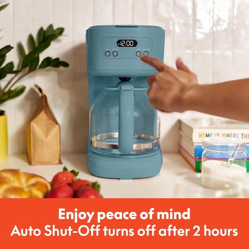 Bella 12-Cup Programmable Coffee Maker - Easy LCD Display, Auto Shutoff, Reusable Accessories | Surf Color