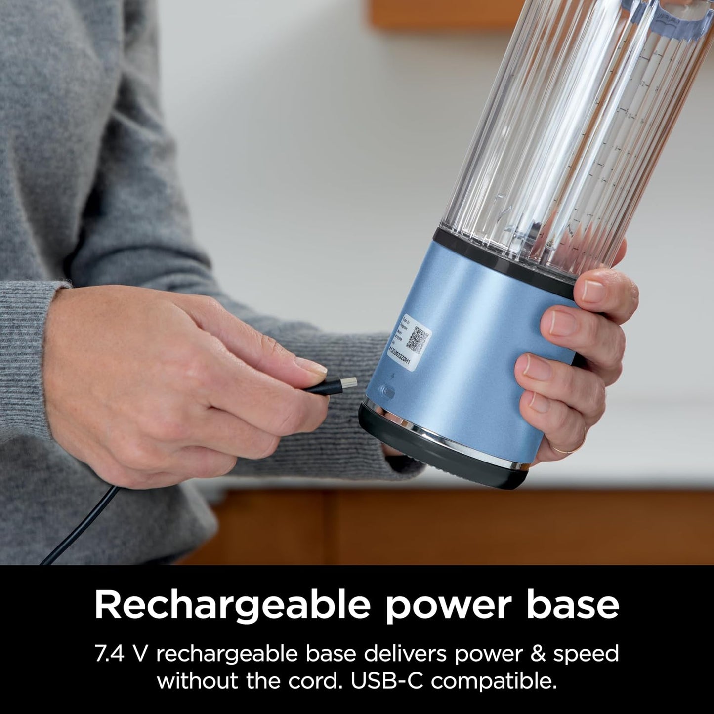 Ninja Blast Portable Blender - Cordless 18oz Personal Blender for Shakes & Smoothies | BPA-Free, Leakproof, USB-C Rechargeable, Metallic Blue