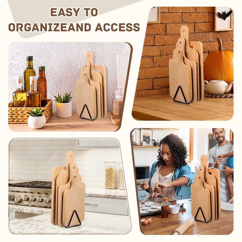 Suclain Cutting Board Organizer, Triangle Cutting Board Rack Black Metal Chopping Sheet Holder, Pots Pan Lids Cookie Sheet Organizer for Cabinet Countertop Shelf, 3.94 x 3.94 x 3.54 in