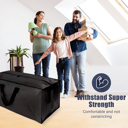 HOMESURE Large Water-Resistant Storage Bags - 8 Pack Heavy-Duty Totes with Zippers & Handles | Black