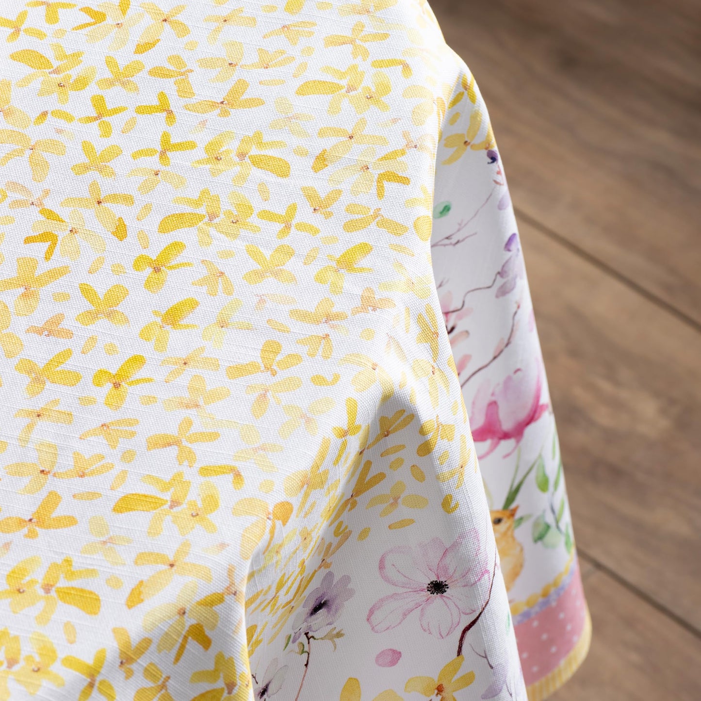 Maison d' Hermine Table Cloth Round Table 100% Cotton 63 Round Inches Tablecloth Reusable Decorative for Dining Kitchen Room Farmhouse Home Gifts for Mothers Day Spring Summer - Easter Zest