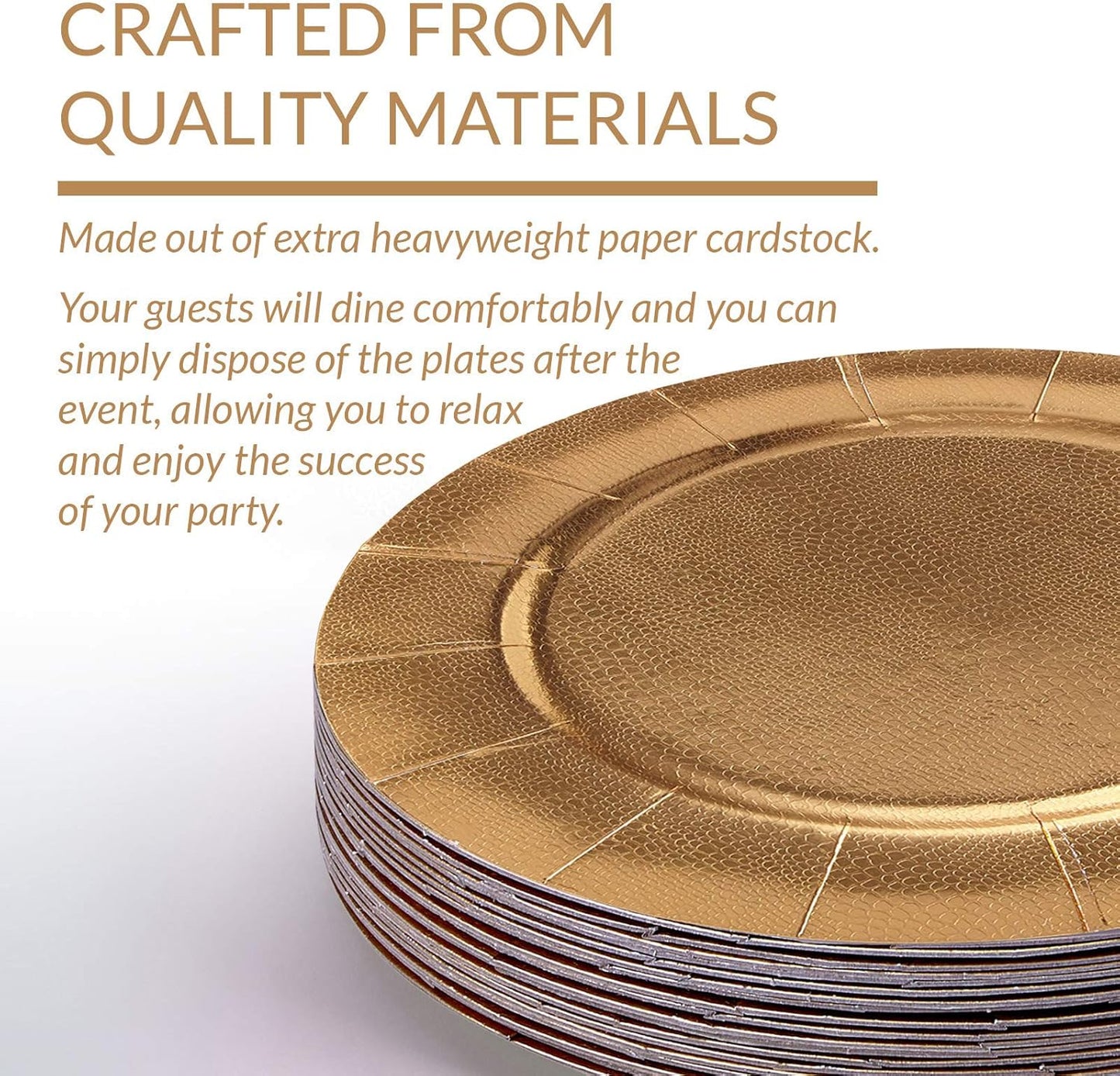 Elegant Silver Disposable Charger Plates Set - 10 Heavy Duty 13” Dinner Plates for Fine Dining & Celebrations