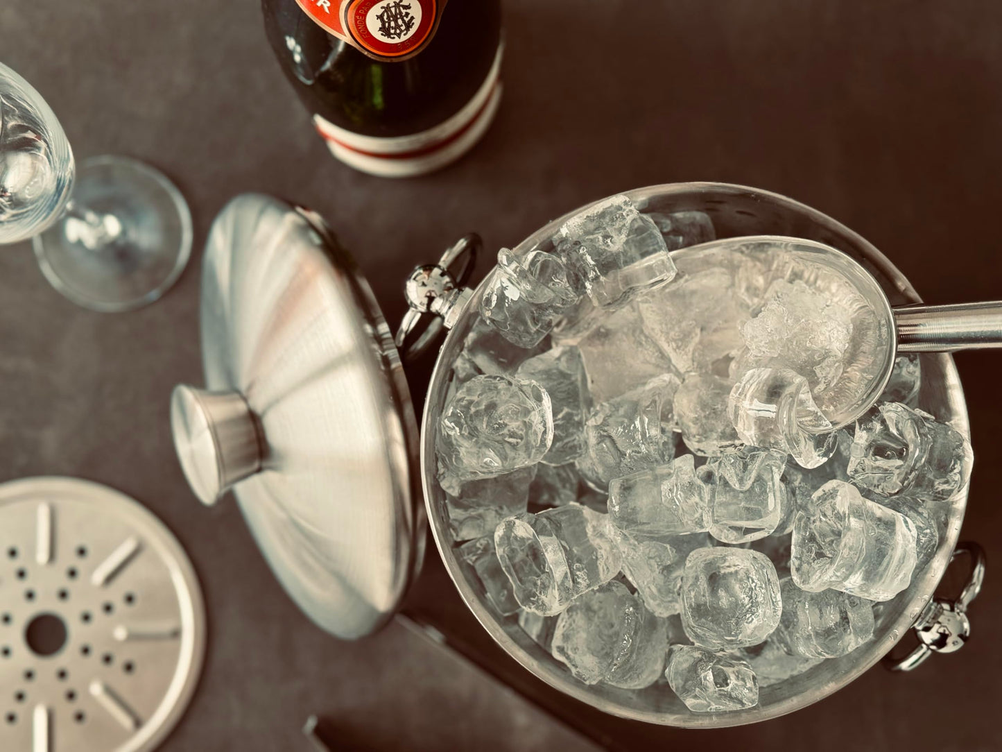 3L Insulated Ice Bucket, Champagne Bucket, Ice Bucket with Lid and Tongs, Stainless Steel, Strainer, Ice Scoop, Large Ice Buckets for Parties with Lid, Champagne, Drinks Bucket, Beer and Wine Bucket