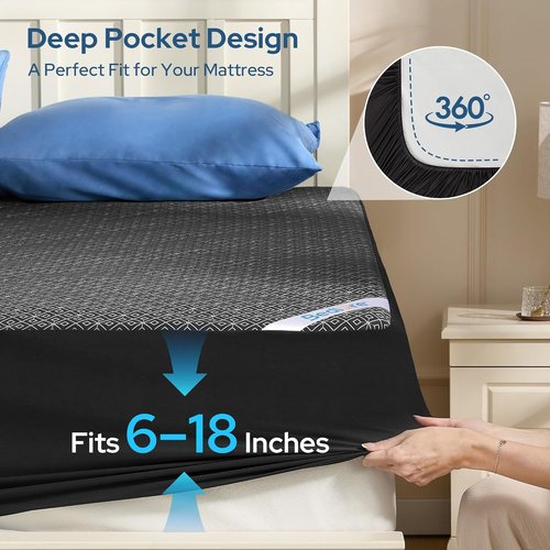 BEDLORE King Mattress Protector - Waterproof Noiseless Cover with Deep Pocket for 6-18 Inch Mattresses | Soft & Breathable, Machine Washable (Dark Gray)