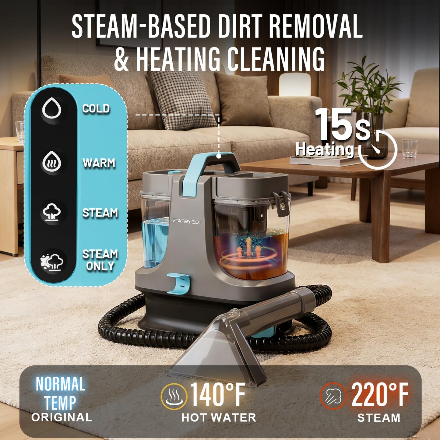 Starrybot Portable Carpet Cleaner Machine with Steam and Heating Techology