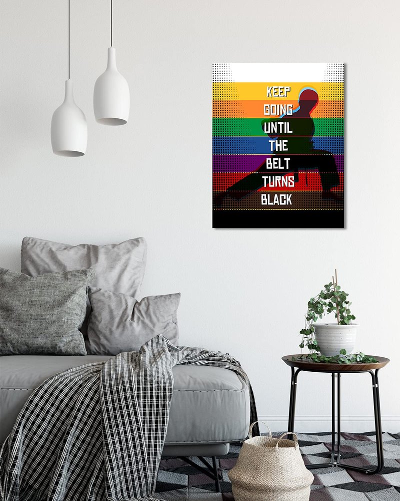 Govivo Karate Themed Gifts Wall Art - 16x20 Ready To Hang Canvas - Inspirational Wall Art - Martial Art Motivational Sports Quotes Poster - Jiu Jitsu Picture - Dojo Decor