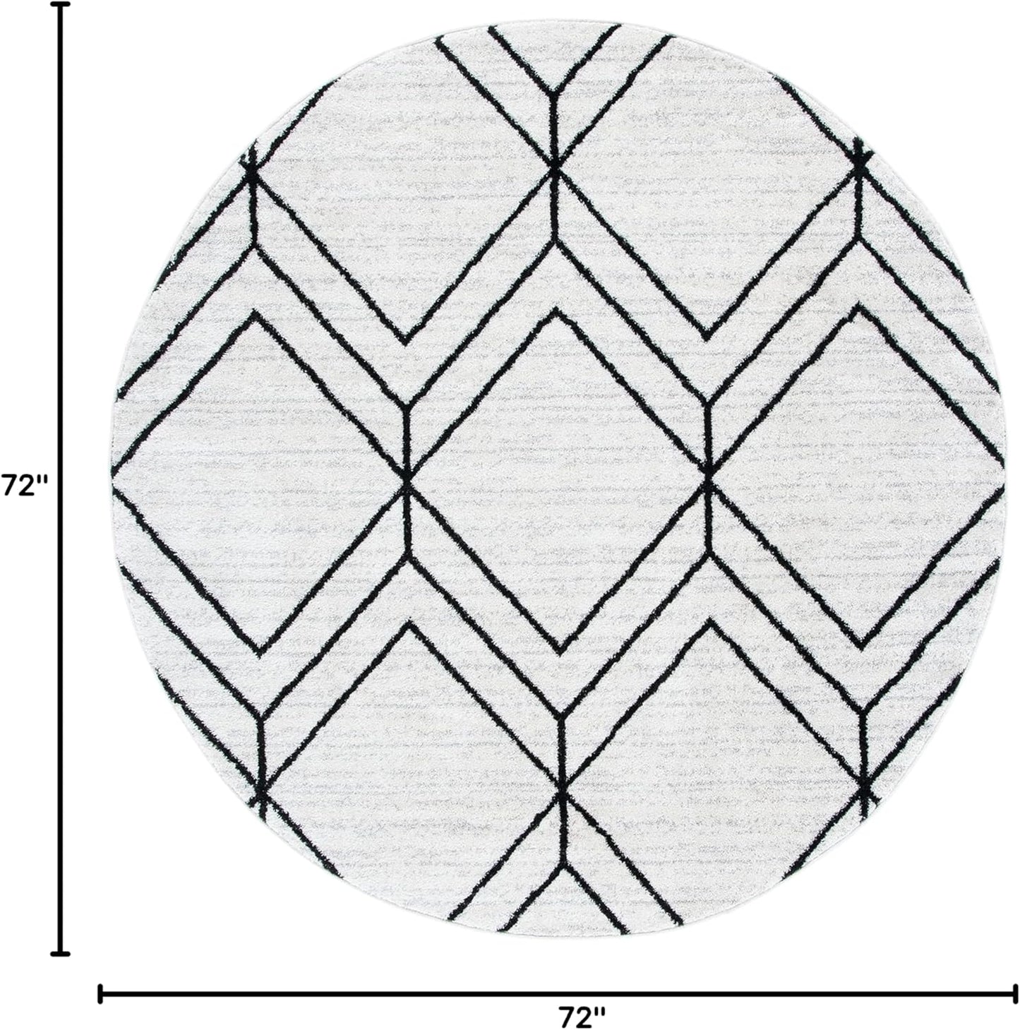 SAFAVIEH Adirondack Collection 6' Round Ivory/Black ADR241A Modern Geometric Non-Shedding Living Room Dining Bedroom Foyer Area Rug