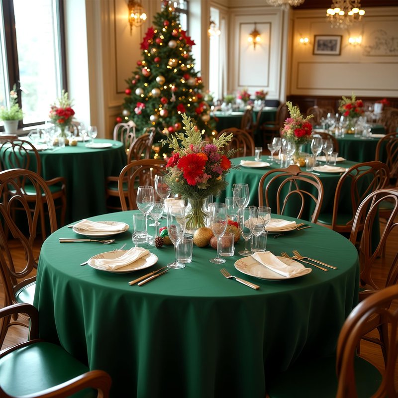 sancua 90 Inch Round Tablecloth, 8 Pack Hunter Green - Circle Polyester Fabric Table Cloth for Christmas Party Reception Banquet Birthday, Washable Formal Table Cover (Fit 30-72 Inch Tables)