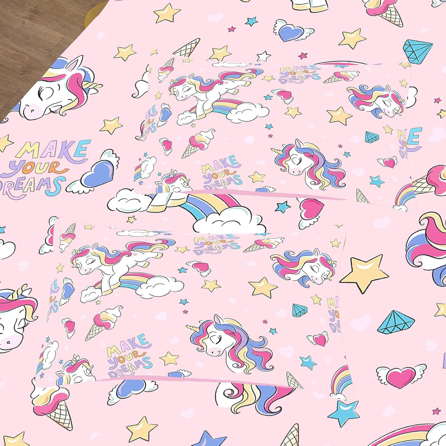 Peopleareok Unicorn Full Comforter Set for Girls Kids, Cute Pink Purple Unicorn Print Bedding Set Full, 5-Piece Bed in a Bag, Kids Cartoon Kawaii Comforter with Sheet Set