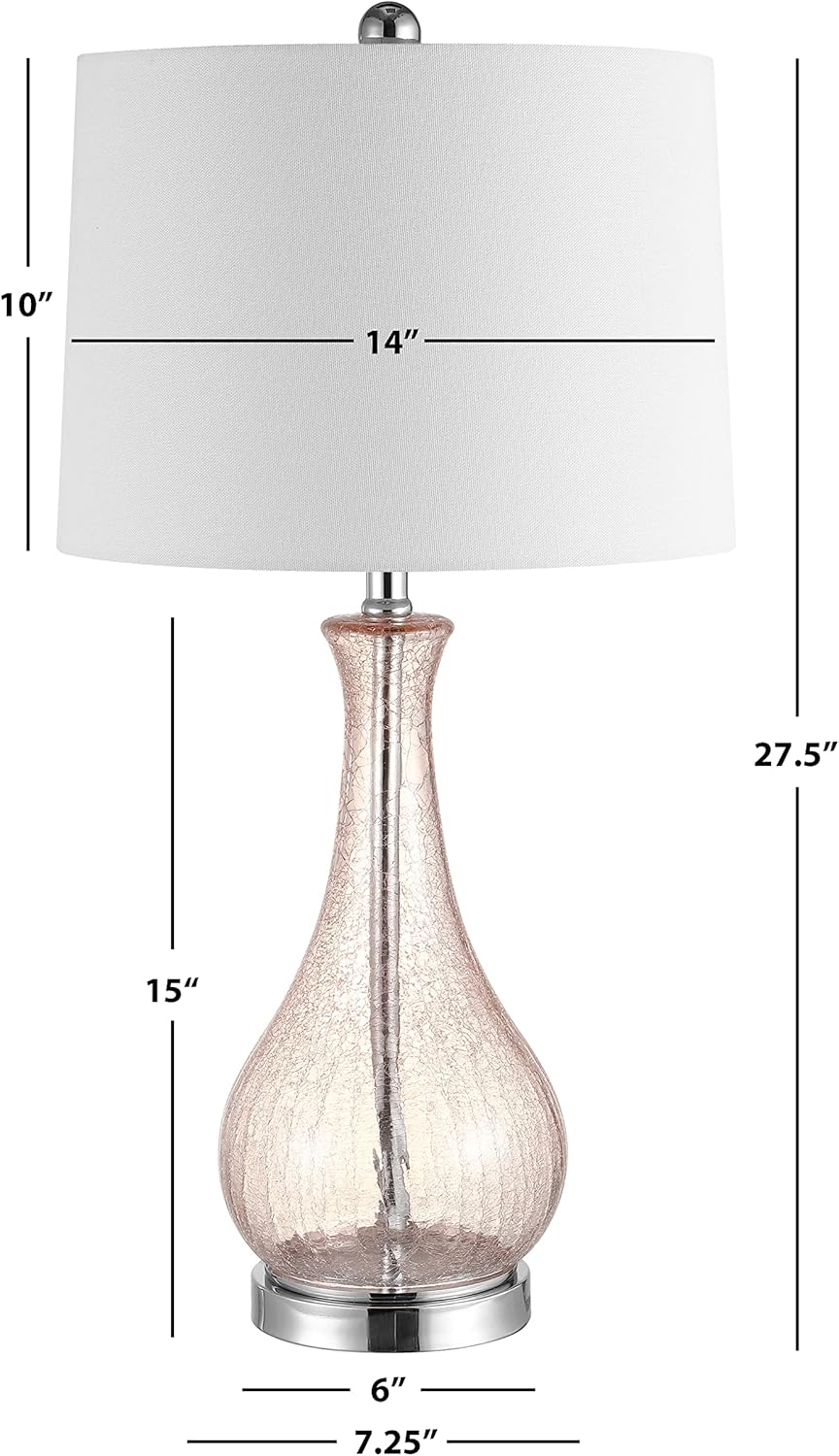 Safavieh Lighting Collection Finnley Light Blush Crackle 28-inch Bedroom Living Room Home Office Desk Nightstand Table Lamp (LED Bulb Included)