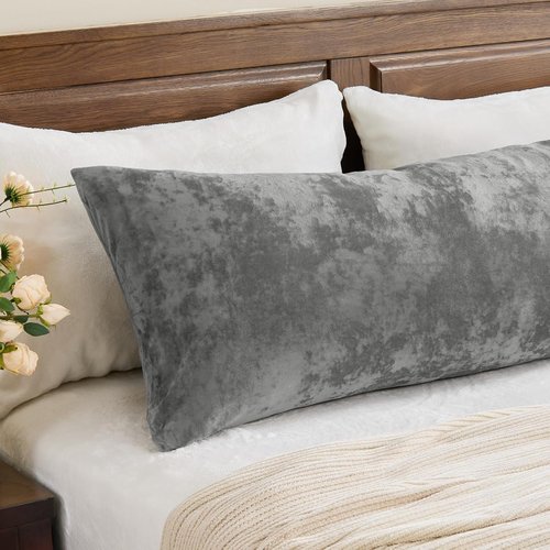 BEDELITE Velvet Body Pillow Cover - Soft & Plush 20x54 Zippered Pillowcase for Cozy Comfort (Gray)
