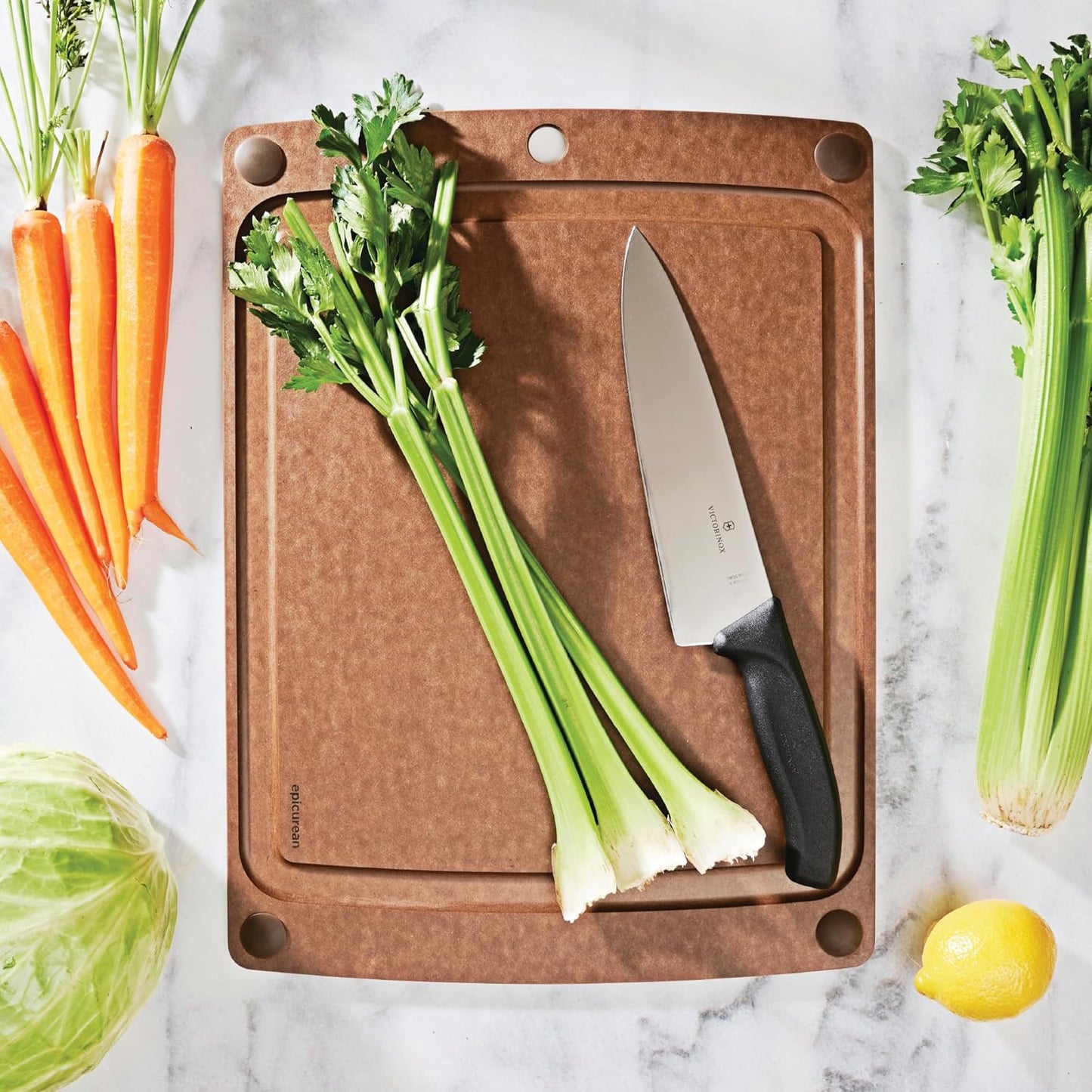 All-in-One 17.5" × 13" Cutting Board in Nutmeg