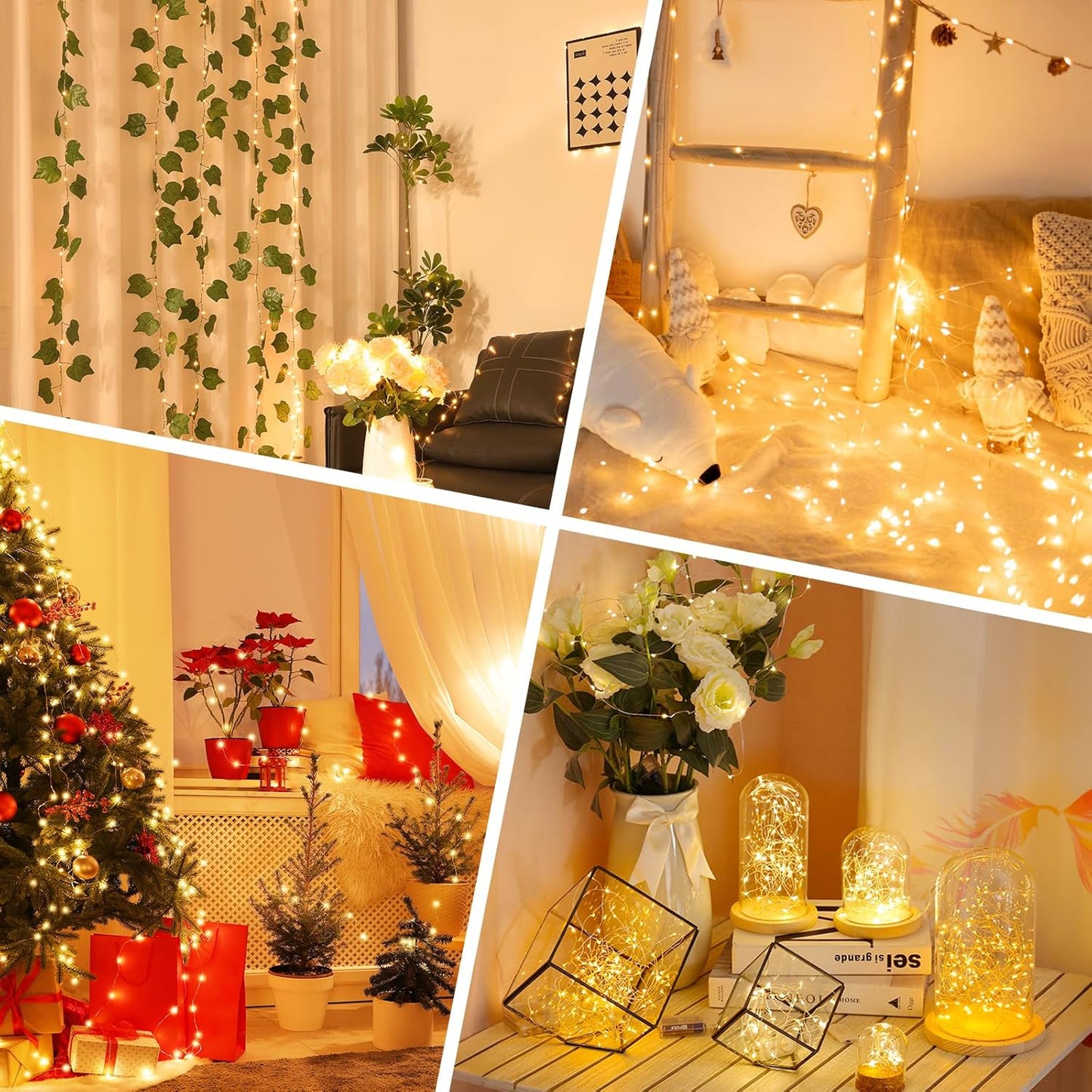 Lakumu LED Fairy Lights - Rechargeable Twinkle String Lights with Timer | 5M/16FT Warm White for Bedroom & Decor