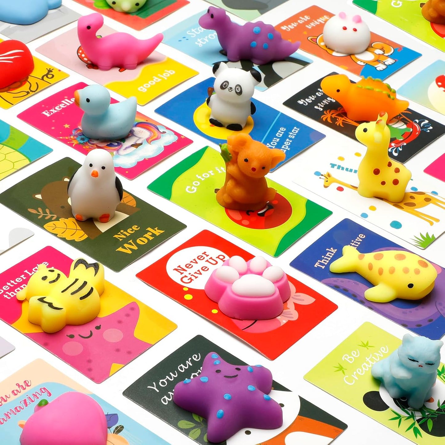 Kawaii Squishy Toys - 28 Pack Mochi Fidget Toys with Cards | Perfect for Goodie Bags & Party Favors