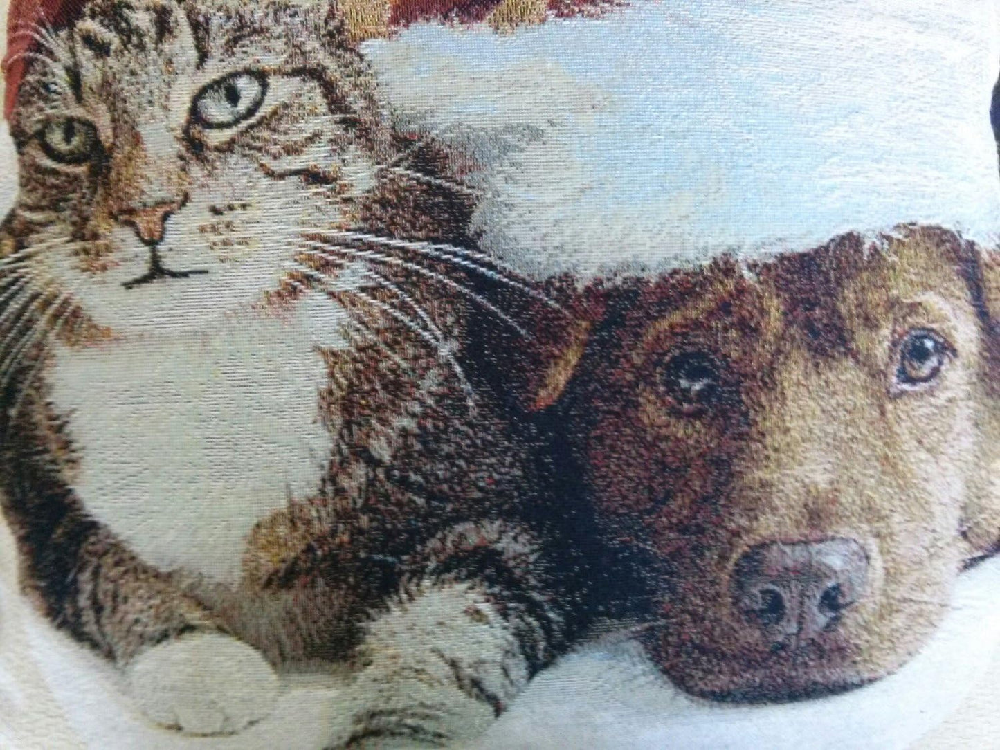 Christmas Cat & Dog Throw Pillow Covers - 2 Piece Holiday Cushion Set