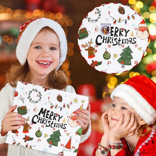 Christmas Vacation Advent Calendar - 24-Day Countdown with 2 DIY Charm Bracelets for Kids & Adults