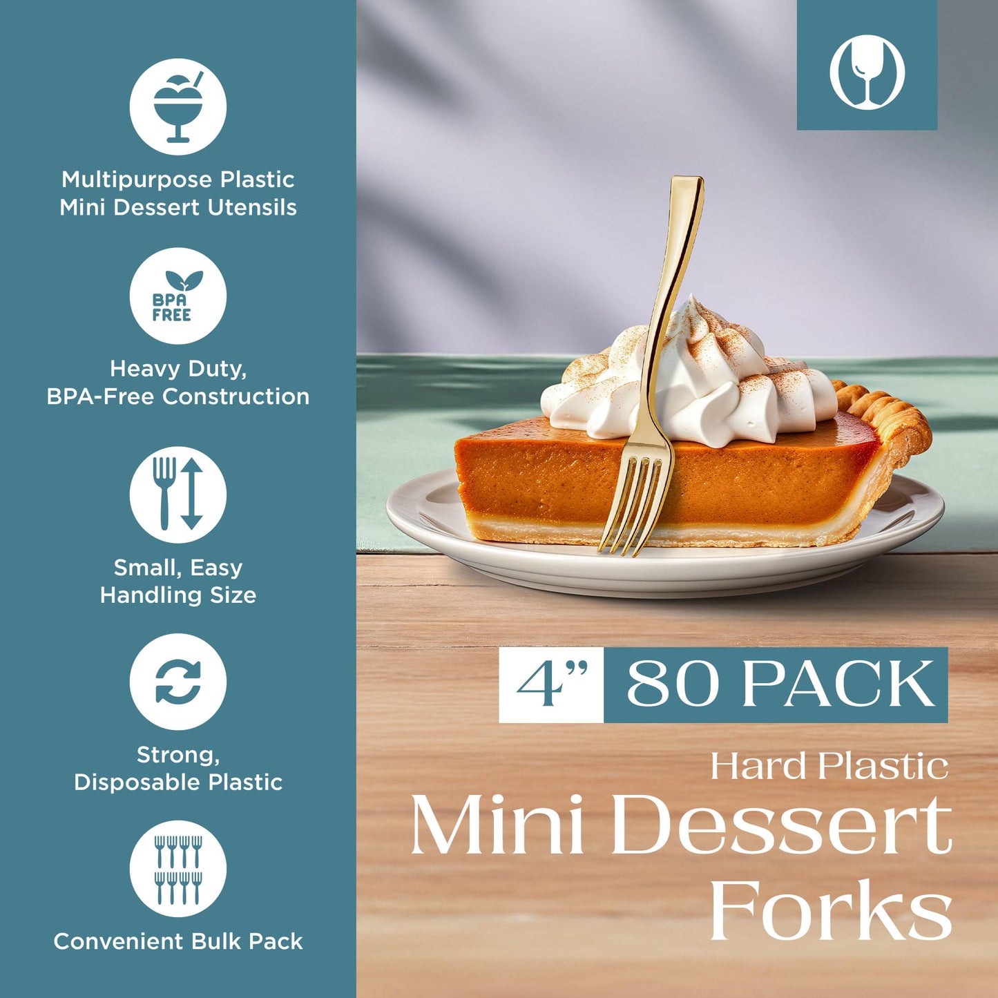Posh Setting - Plastic Mini Forks, Gold Mini Forks, Gold Plastic Mini Dessert Forks, Disposable Tiny Gold Forks, 4 inch Gold Plastic Forks, Taster Forks, Small Forks, Appetizer Forks (80 Pack)