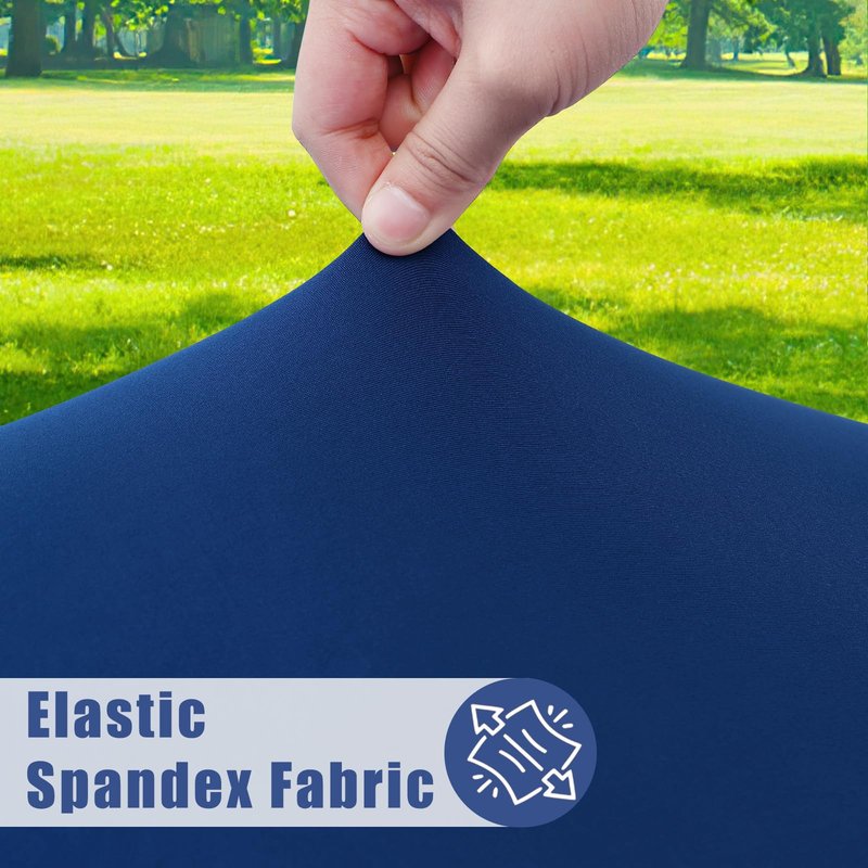 Moosfor Round Spandex Tablecloth, Elastic Fitted Waterproof Tablecloths for 57"-68" Tables, Stretch Washable Picnic Table Cover for Camping, Dining, Indoor and Outdoor, Navy
